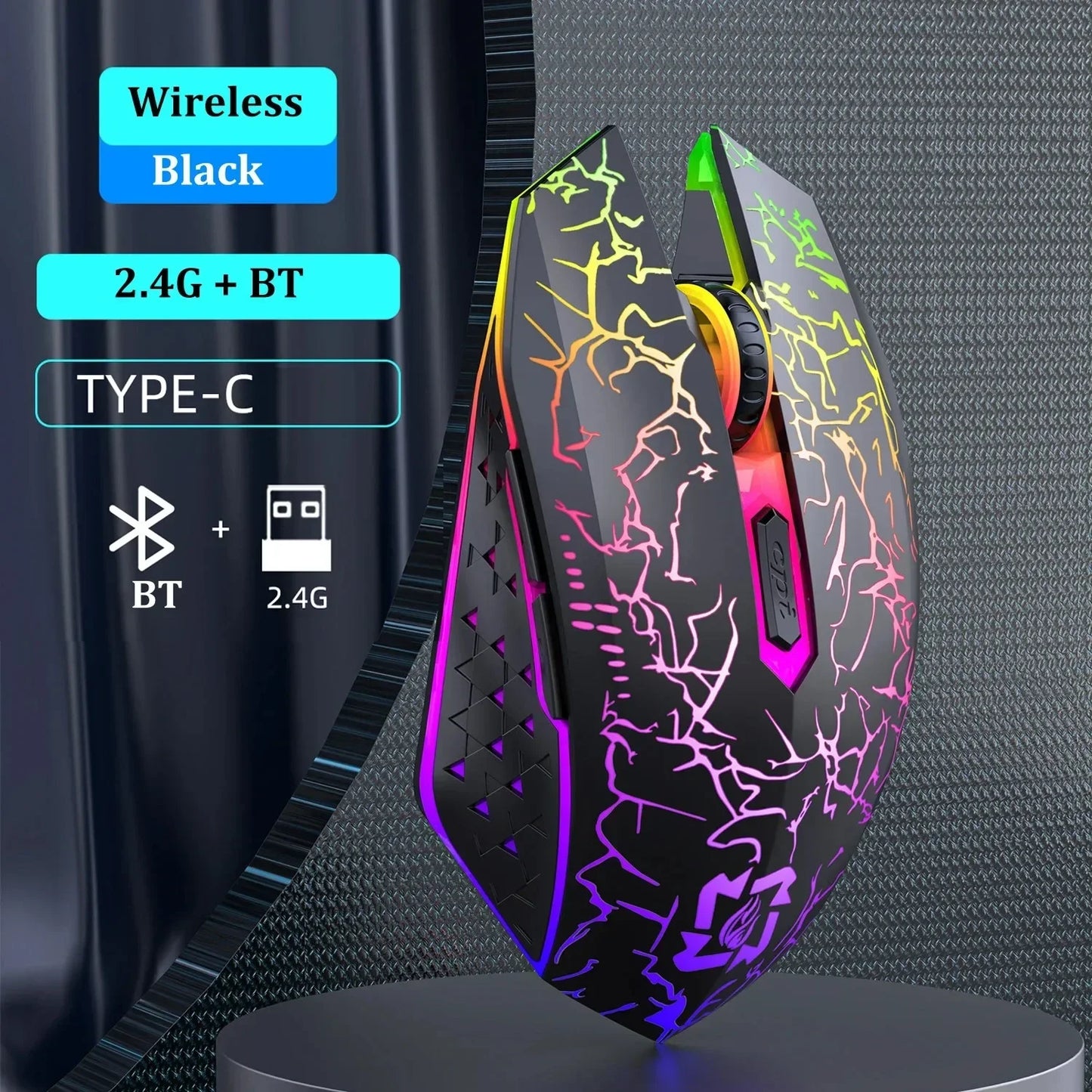 Bluetooth 5.2 Wireless Mouse RGB Gaming Mouse Silent Mouse Rechargeable Mouse Ergonomic 1600DPI Mouse Mice for PC Laptop Macbook