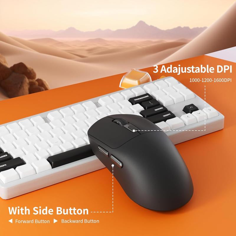 Uiosmuph G01 Wireless Mouse USB C Rechargeable Ergonomic Computer Mouse, 2.4Ghz Optical with USB Receiver & Type C Adapter for Laptop