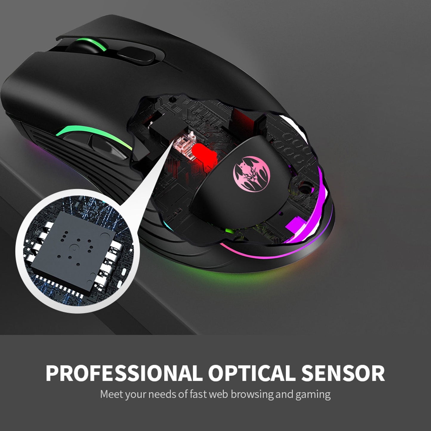 M06 Wireless Gaming Mouse, Rechargeable Computer Mouse Mice with Rainbow Backlit Lights, 3 DPI Levels, 6 Silent Buttons, USB 2.4Ghz Optical Mice for PC Gamer Laptop Desktop Chromebook Mac