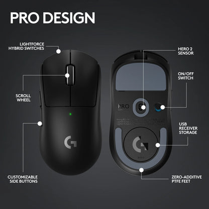 G Pro X Superlight 2 Lightspeed Wireless Gaming Mouse, Lightweight, Black