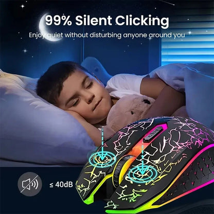 Bluetooth 5.2 Wireless Mouse RGB Gaming Mouse Silent Mouse Rechargeable Mouse Ergonomic 1600DPI Mouse Mice for PC Laptop Macbook
