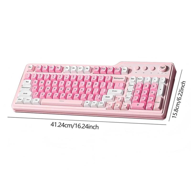 AULA F3099 Three-Mode Wireless Gaming Keyboard, 99-Key Layout, Cool RGB Lighting Effects, Multi-Function Knobs, Ergonomic Design Colorful Design Keyboard, Compatible with Computers, Notebooks