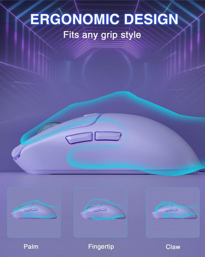 AULA SC580X Wireless Gaming Mouse, Tri-Mode 2.4G/BT5.0/USB-C, 10000 DPI Rechargeable Wireless Mouse with 6 Programmable Buttons, Ergonomic Computer Mouse for Laptop/Pc/Mac/Tablet, Mouse