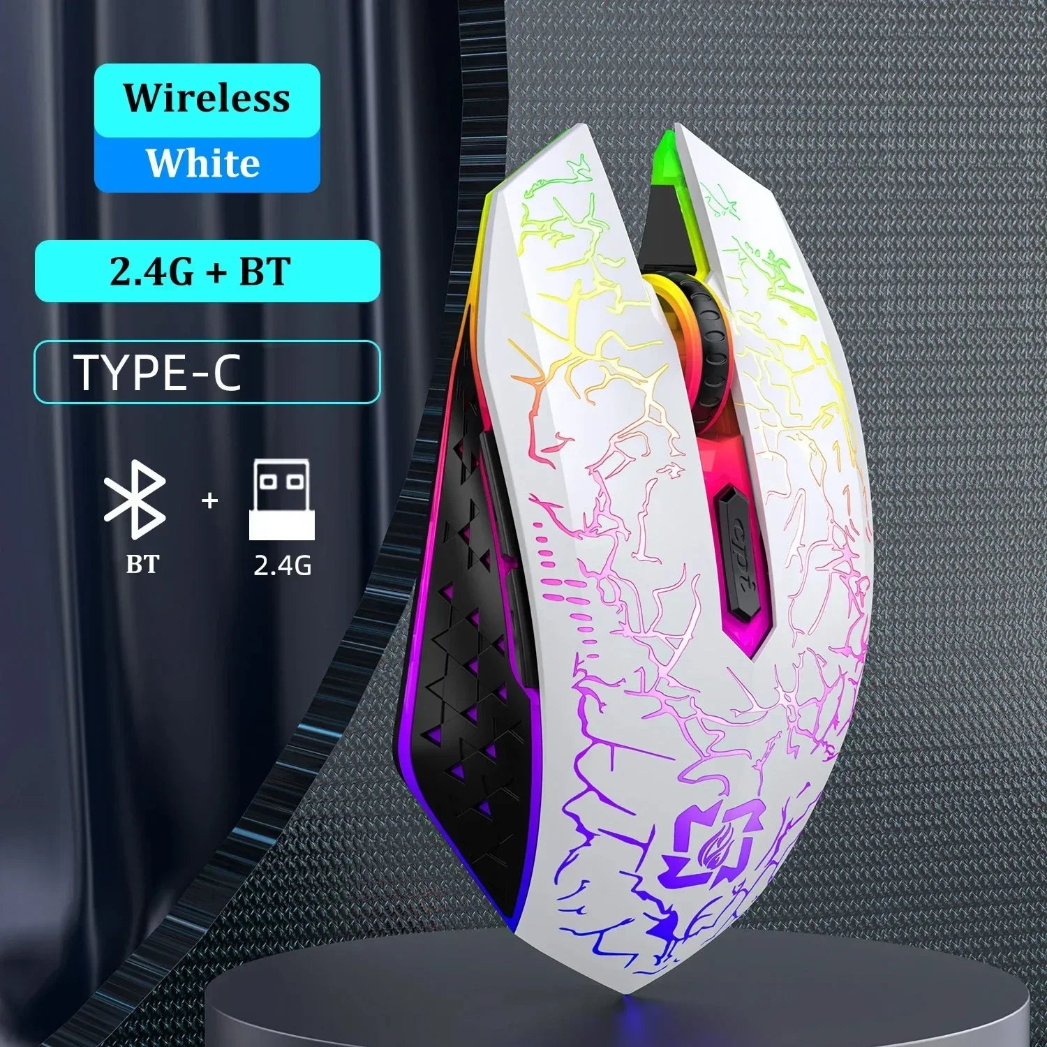 Bluetooth 5.2 Wireless Mouse RGB Gaming Mouse Silent Mouse Rechargeable Mouse Ergonomic 1600DPI Mouse Mice for PC Laptop Macbook