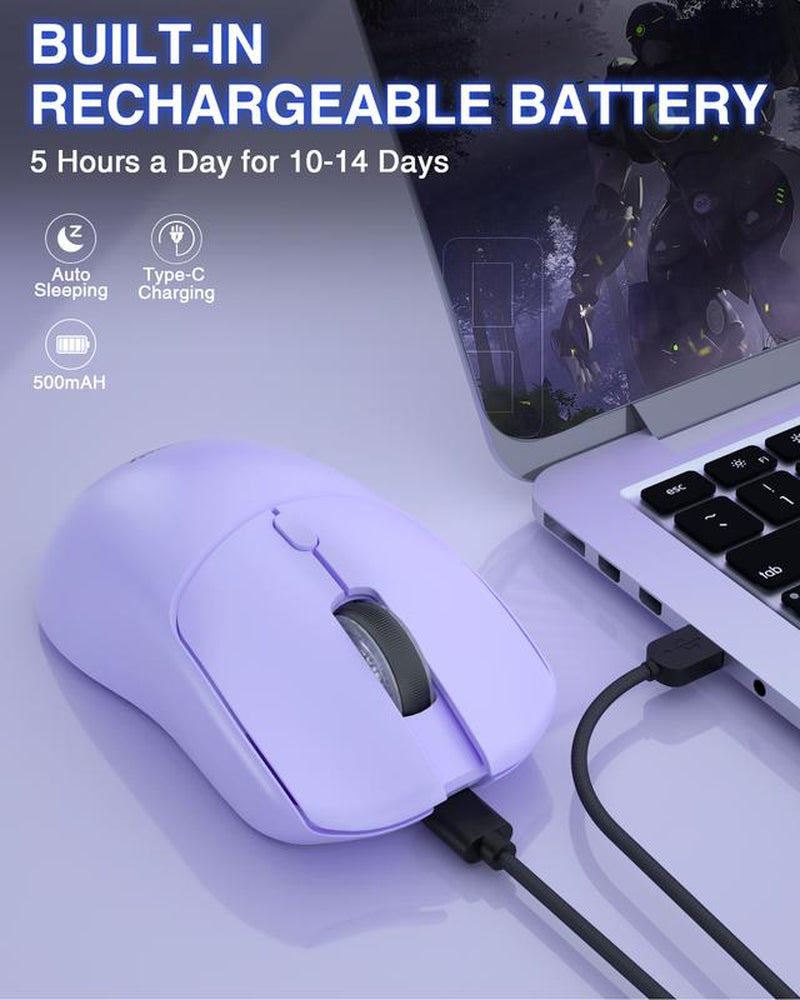 AULA SC580X Wireless Gaming Mouse, Tri-Mode 2.4G/BT5.0/USB-C, 10000 DPI Rechargeable Wireless Mouse with 6 Programmable Buttons, Ergonomic Computer Mouse for Laptop/Pc/Mac/Tablet, Mouse
