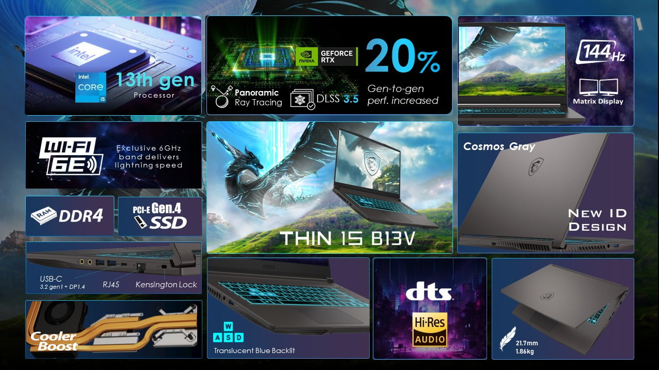 Thin 15.6 Inch FHD 144Hz Gaming Laptop Intel Core I5-13420H NVIDIA Geforce RTX 4060 - 16GB DDR4 512GB SSD Gray (2025)