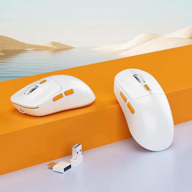 Uiosmuph G01 Wireless Mouse USB C Rechargeable Ergonomic Computer Mouse, 2.4Ghz Optical with USB Receiver & Type C Adapter for Laptop