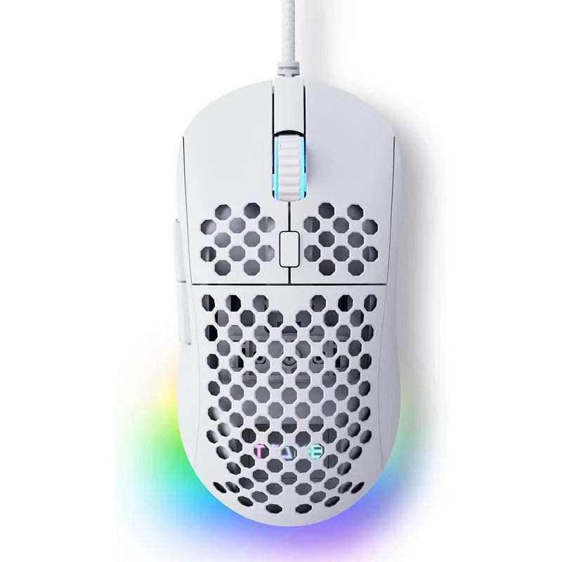 Ultralight Honeycomb Gaming Mouse - Ergonomic Design, Adjustable DPI (200-16000), 7 Programmable Buttons, RGB Lighting