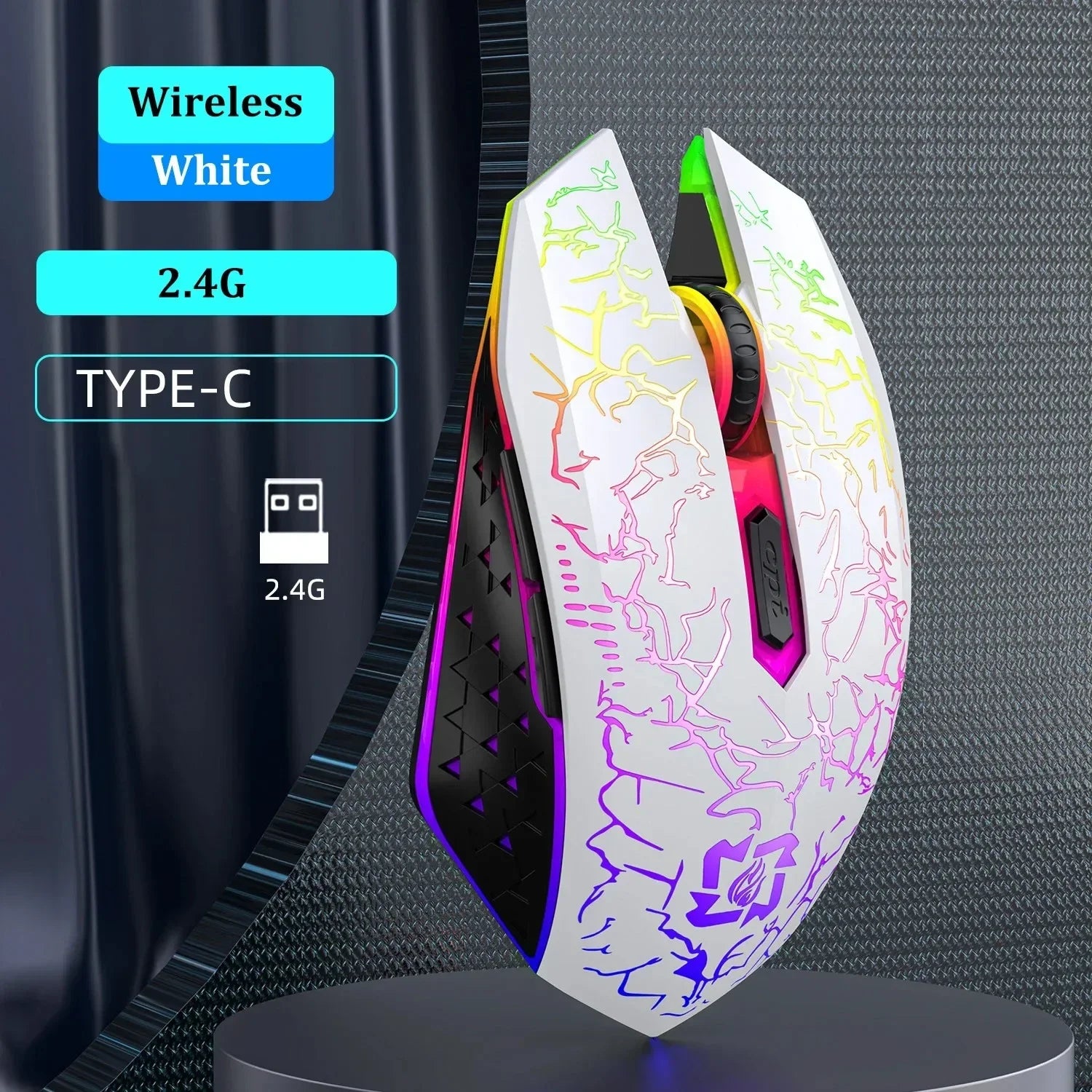 Bluetooth 5.2 Wireless Mouse RGB Gaming Mouse Silent Mouse Rechargeable Mouse Ergonomic 1600DPI Mouse Mice for PC Laptop Macbook