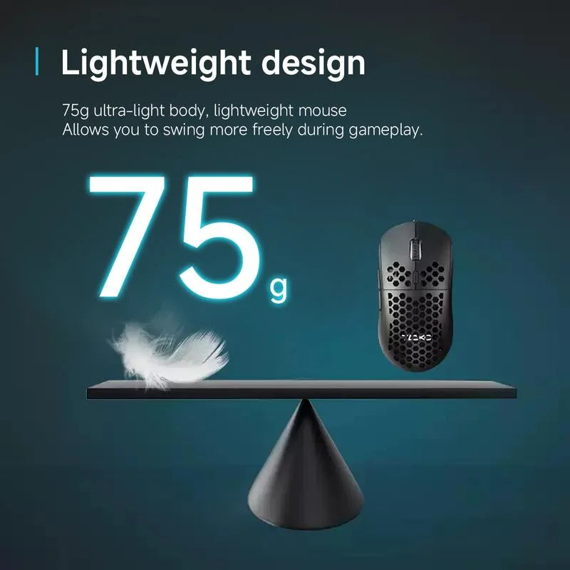 Ultralight Honeycomb Gaming Mouse - Ergonomic Design, Adjustable DPI (200-16000), 7 Programmable Buttons, RGB Lighting