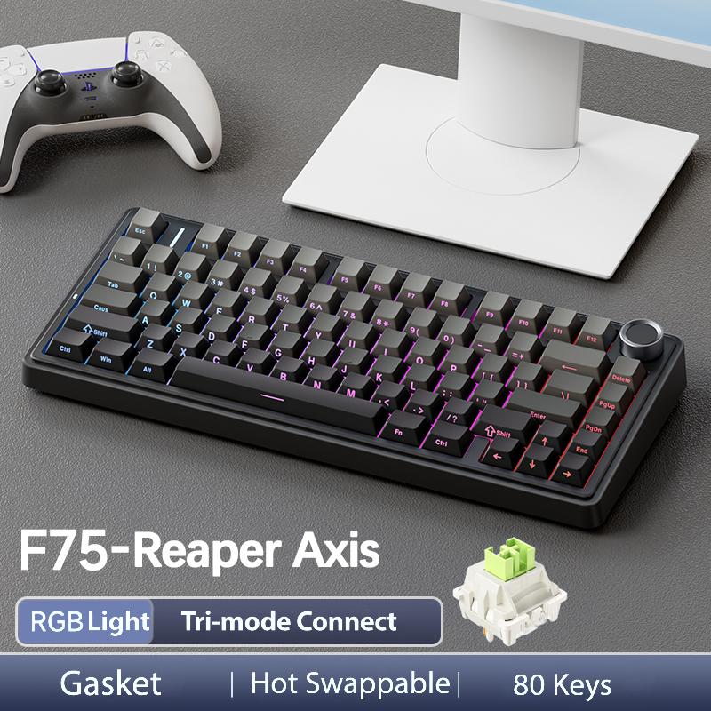 OFFICIAL AULA F75 Pro Wireless Mechanical Keyboard, 75% Hot-Swappable, USB Charging, RGB Backlight, PBT Side-Printed Keycaps, Gaming Keyboard, Office, Multimedia Scroll Wheel, Creamy Keyboards Office Accessories Pc Accessories Fathersdaygift