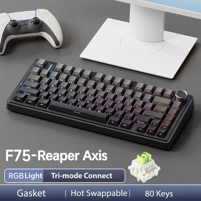 OFFICIAL AULA F75 Pro Wireless Mechanical Keyboard, 75% Hot-Swappable, USB Charging, RGB Backlight, PBT Side-Printed Keycaps, Gaming Keyboard, Office, Multimedia Scroll Wheel, Creamy Keyboards Office Accessories Pc Accessories Fathersdaygift