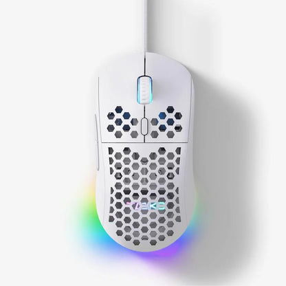 Ultralight Honeycomb Gaming Mouse - Ergonomic Design, Adjustable DPI (200-16000), 7 Programmable Buttons, RGB Lighting