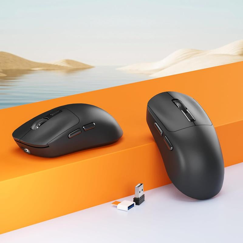 Uiosmuph G01 Wireless Mouse USB C Rechargeable Ergonomic Computer Mouse, 2.4Ghz Optical with USB Receiver & Type C Adapter for Laptop