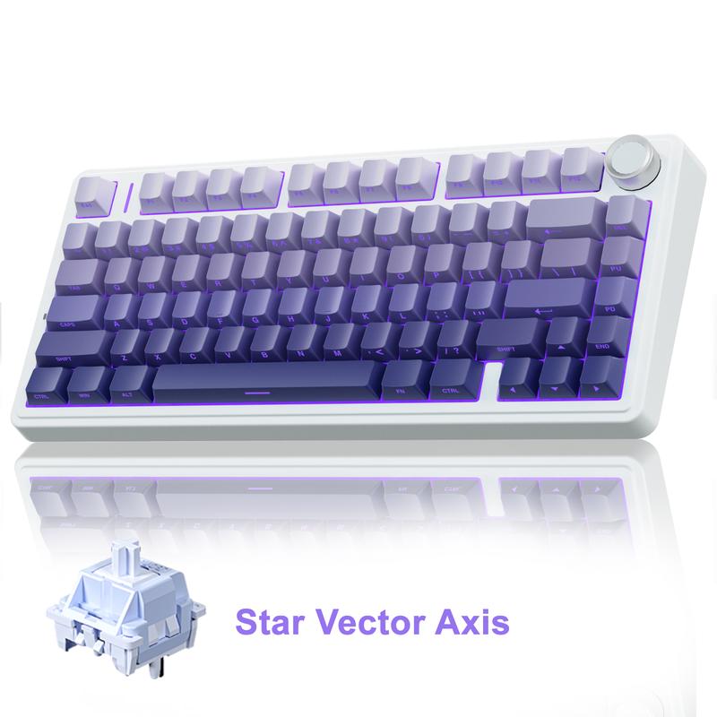 OFFICIAL AULA F75 Pro Wireless Mechanical Keyboard, 75% Hot-Swappable, USB Charging, RGB Backlight, PBT Side-Printed Keycaps, Gaming Keyboard, Office, Multimedia Scroll Wheel, Creamy Keyboards Office Accessories Pc Accessories Fathersdaygift
