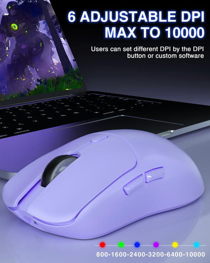 AULA SC580X Wireless Gaming Mouse, Tri-Mode 2.4G/BT5.0/USB-C, 10000 DPI Rechargeable Wireless Mouse with 6 Programmable Buttons, Ergonomic Computer Mouse for Laptop/Pc/Mac/Tablet, Mouse