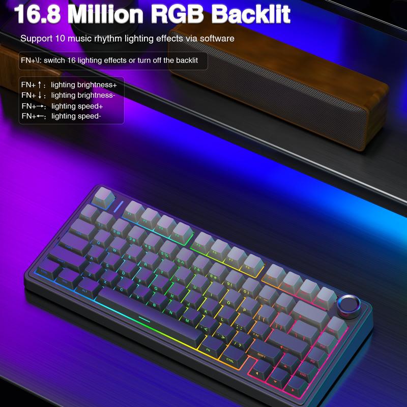 OFFICIAL AULA F75 Pro Wireless Mechanical Keyboard, 75% Hot-Swappable, USB Charging, RGB Backlight, PBT Side-Printed Keycaps, Gaming Keyboard, Office, Multimedia Scroll Wheel, Creamy Keyboards Office Accessories Pc Accessories Fathersdaygift